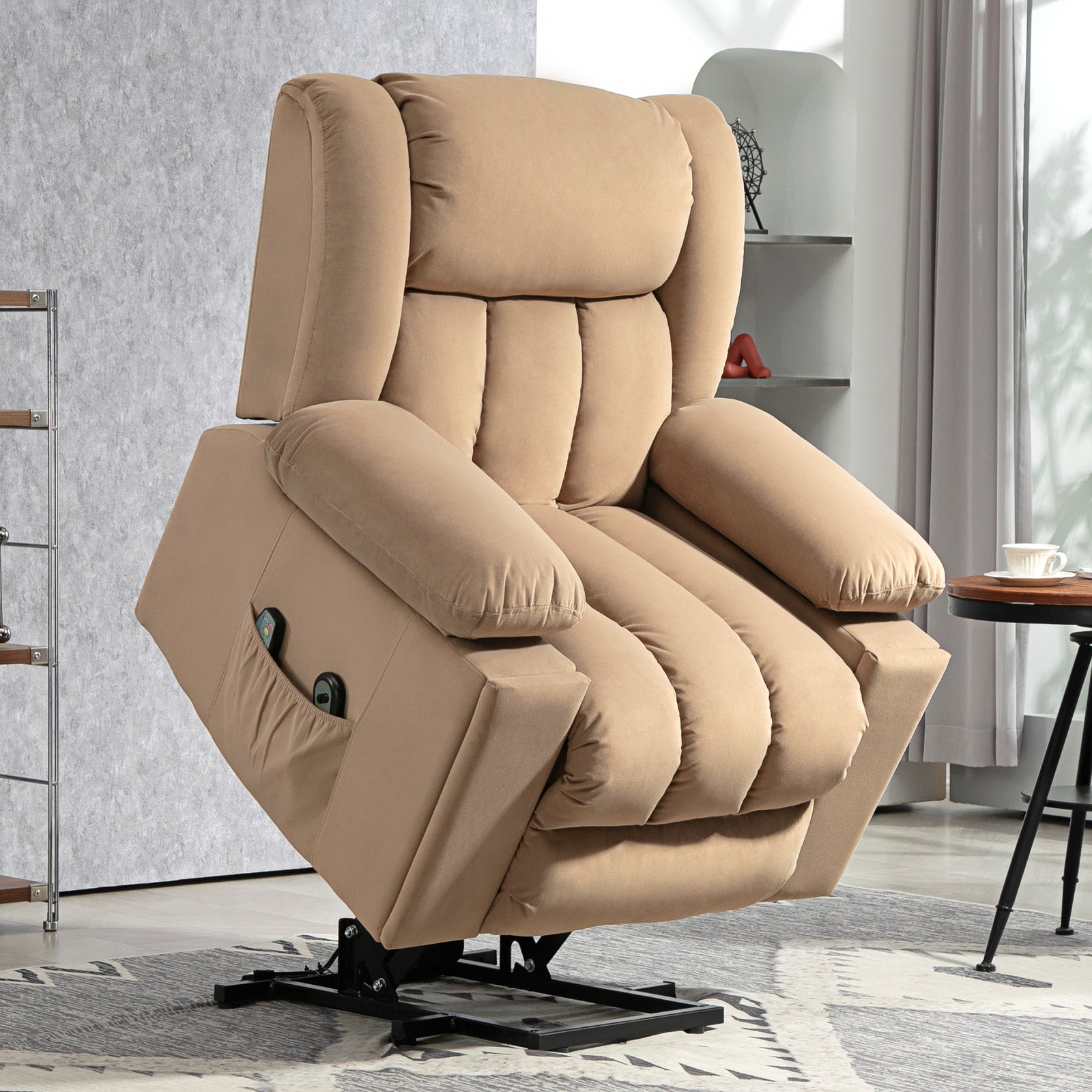 Power Lift Recliner Chair With Vibration Massage, Usb | Brown
