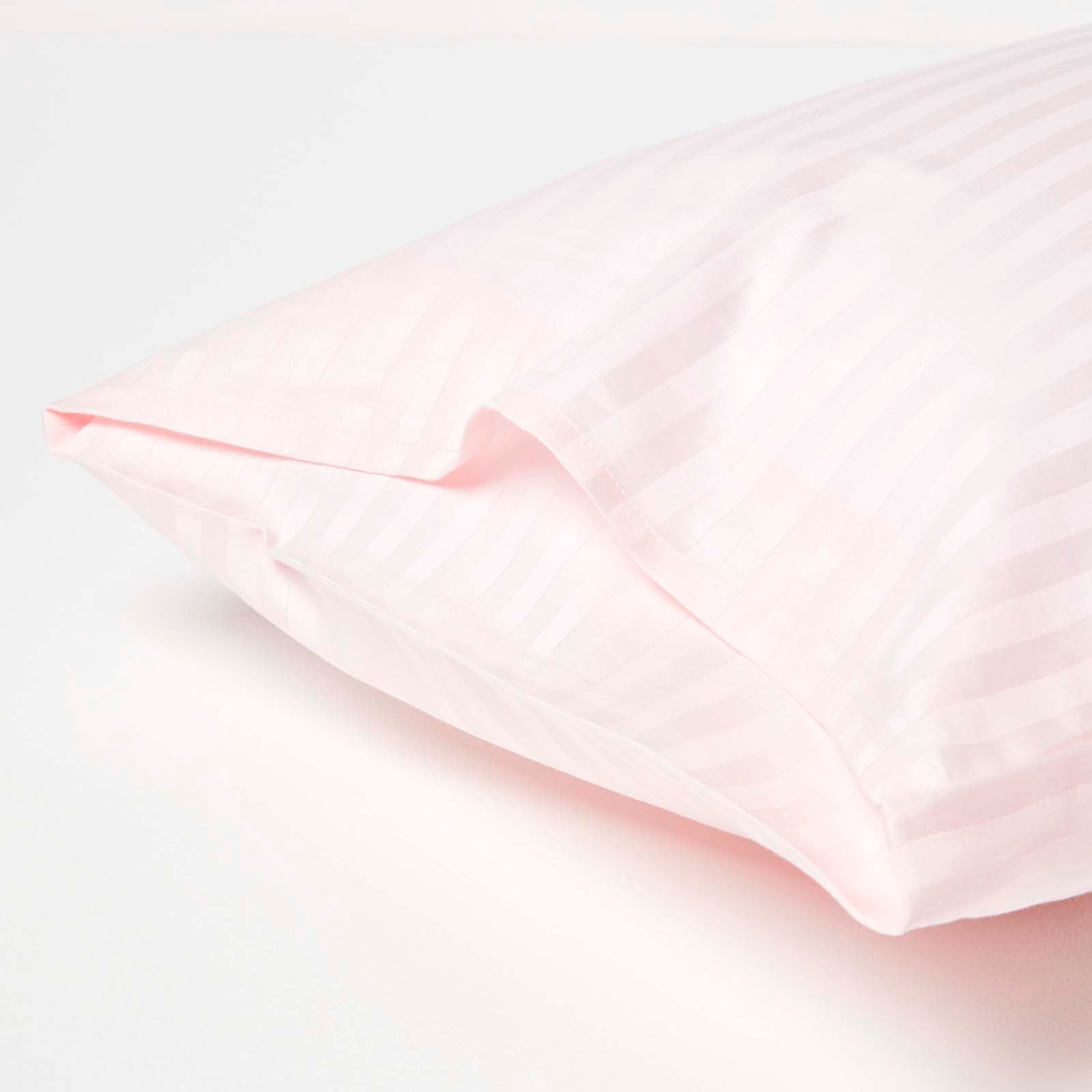 Cotton Stripe Kids Pillowcases 330 Thread Count, 2 Pack | 40 x 60cm | Pink