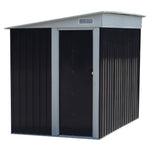 5x7ft Metal Storage Shed With Built-in Metal Shelves, Ventilation, And Sliding Door