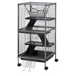 Rolling Small Animal Cage For Chinchillas Ferrets Kittens W/ Ramp | Silver