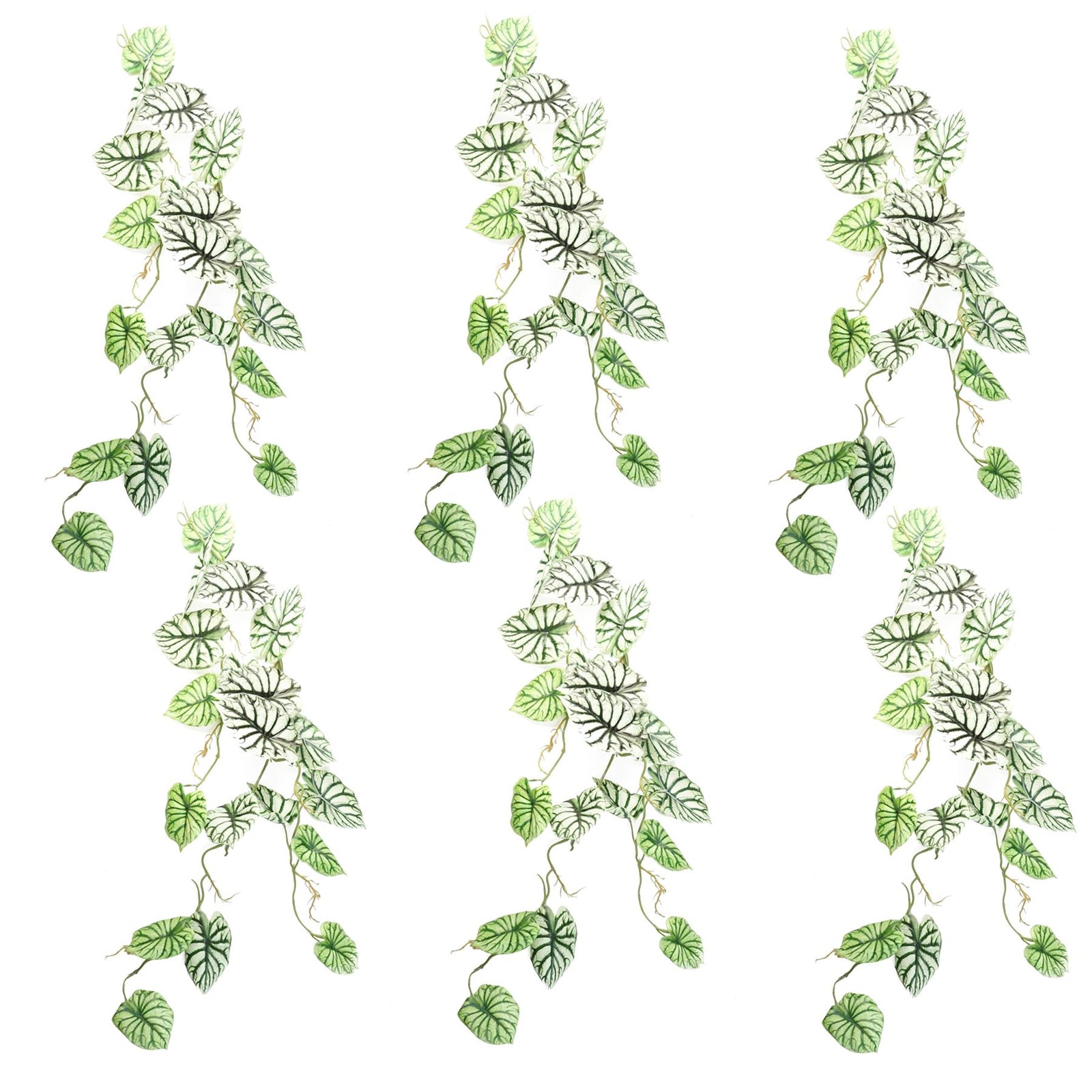 6 X 120cm Artificial Hanging Trailing Plant Alocasia Dragon Scale Light