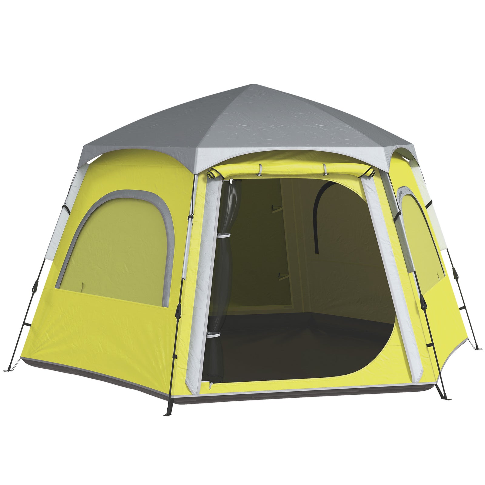 Instant 2/3/4 Person Dome Tent, Hexagonal | Yellow