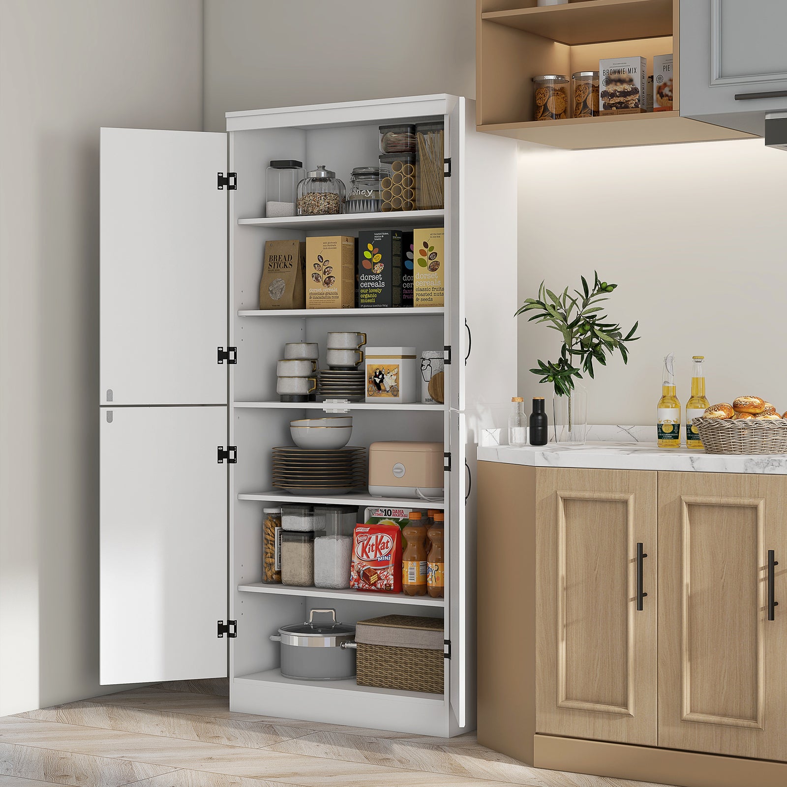 Freestanding Cupboard With 6 Tier Shelves