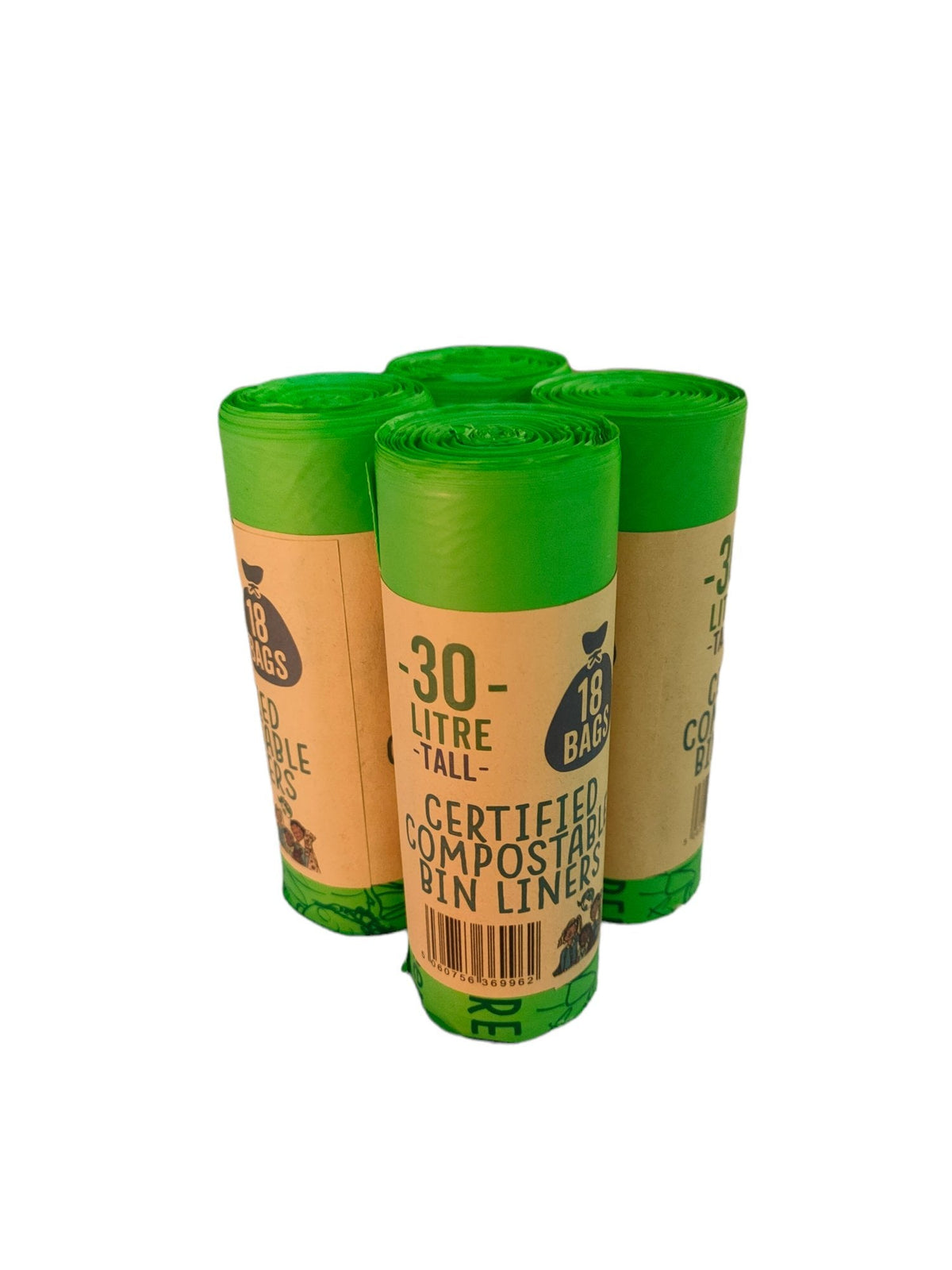 30 Litre Compostable Waste Bags | Set of 4 | Green
