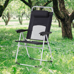 Folding Camping Chair, 3-position Recliner, Black | Black