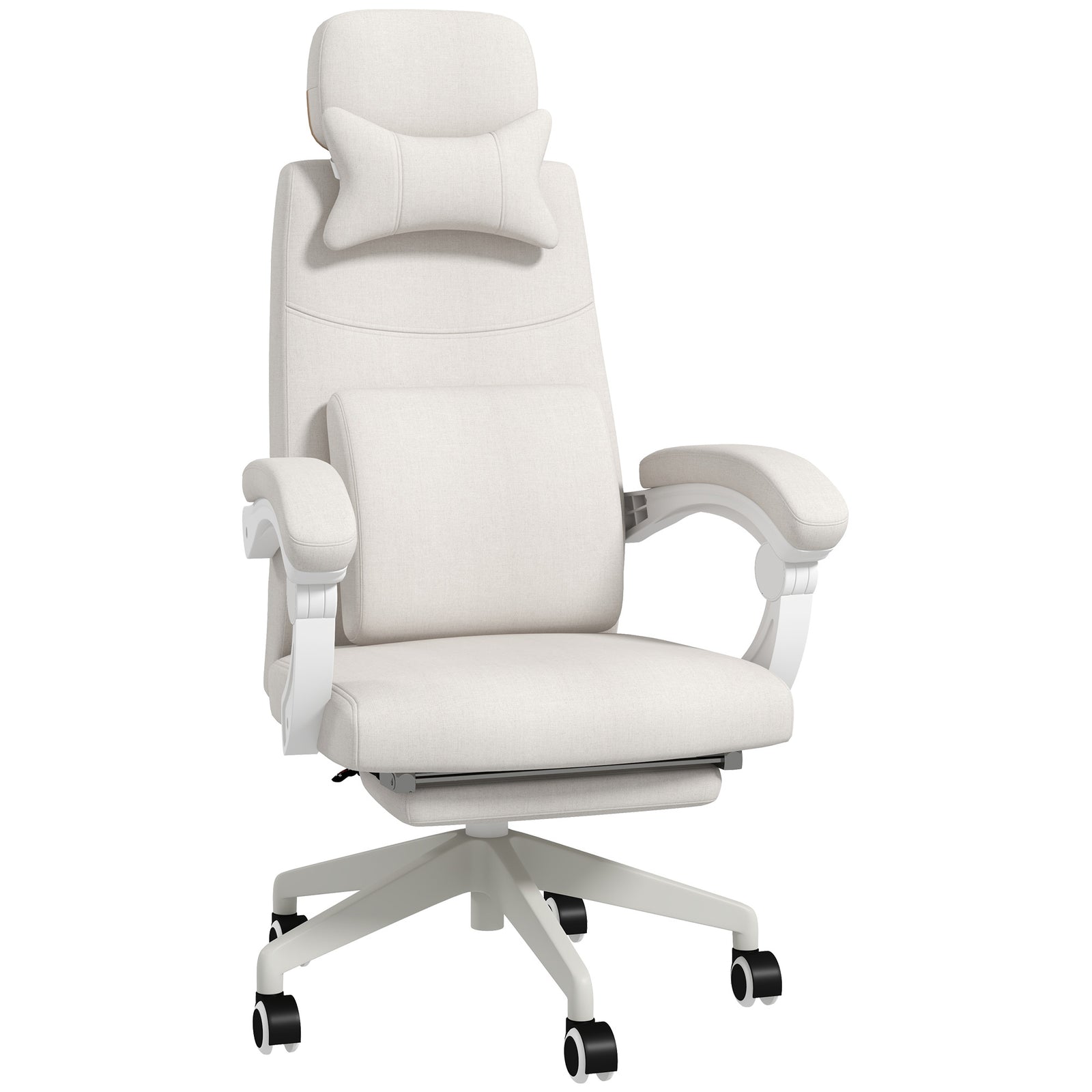 Home Office Swivel Chair W/ Footrest | White