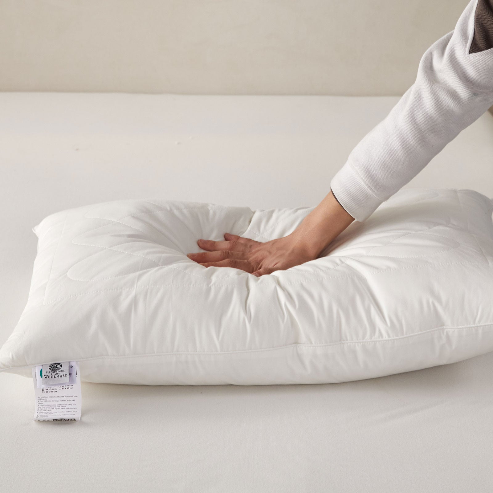 Premium Wool King Size Pillow With Quilted Case, 19 X 35"