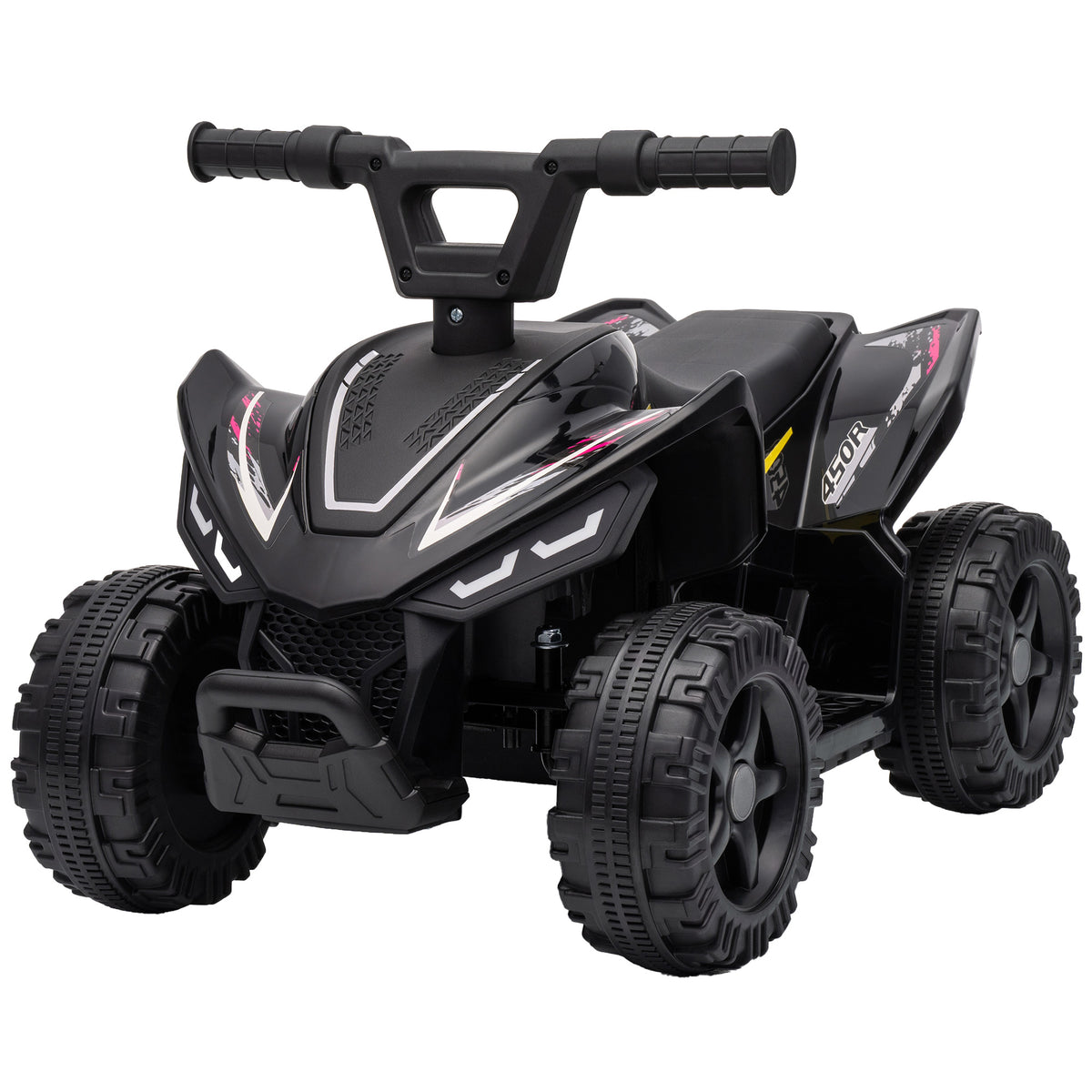 6v Electric Car, Kids Atv With Handlebar Button Control | Black