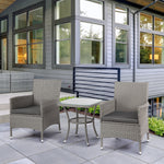 Rattan Bistro Set Garden Chair Table Patio Outdoor | Light Slate Gray