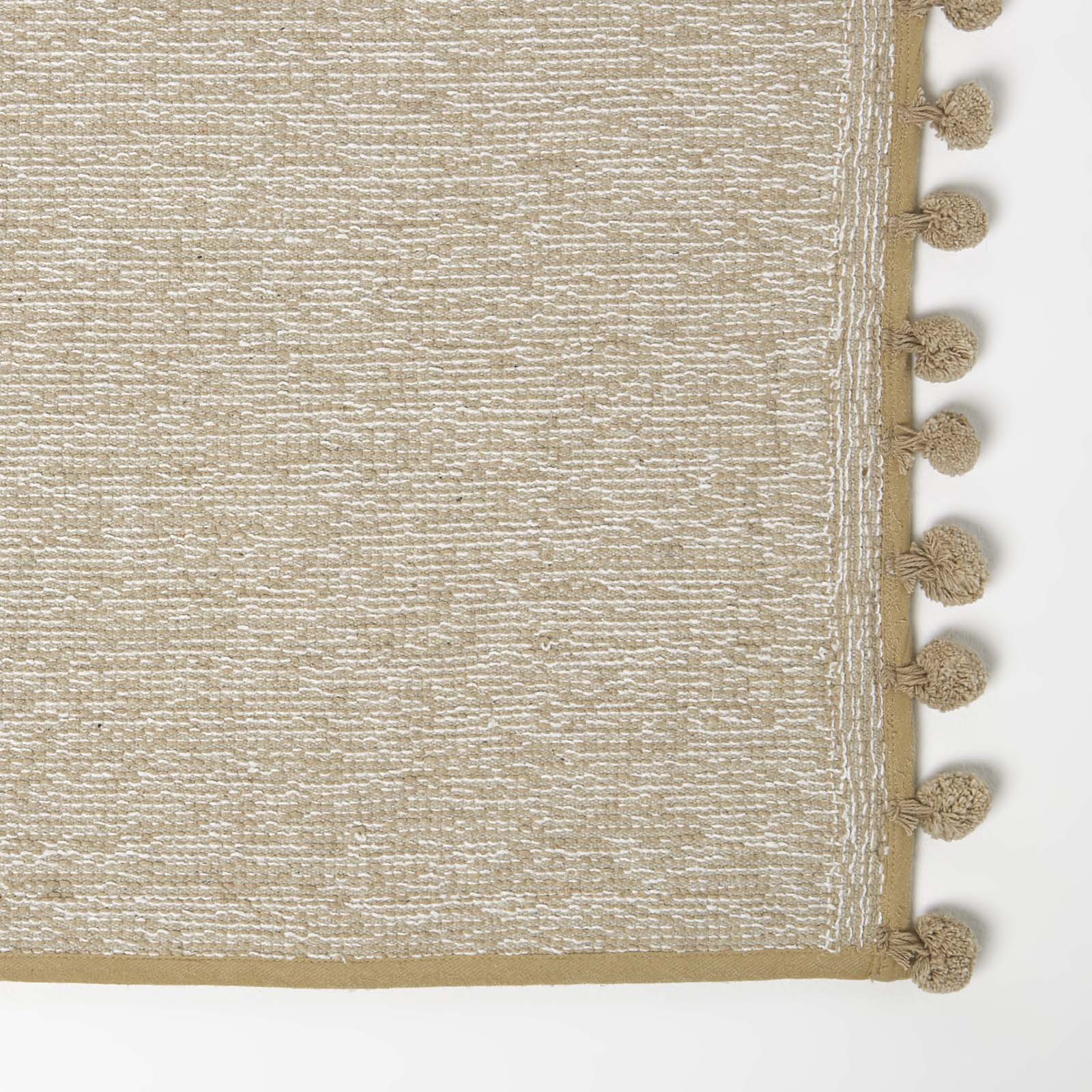 Tufted Cotton Bath Mat With Pom Pom Edges | 50 x 80cm | Natural