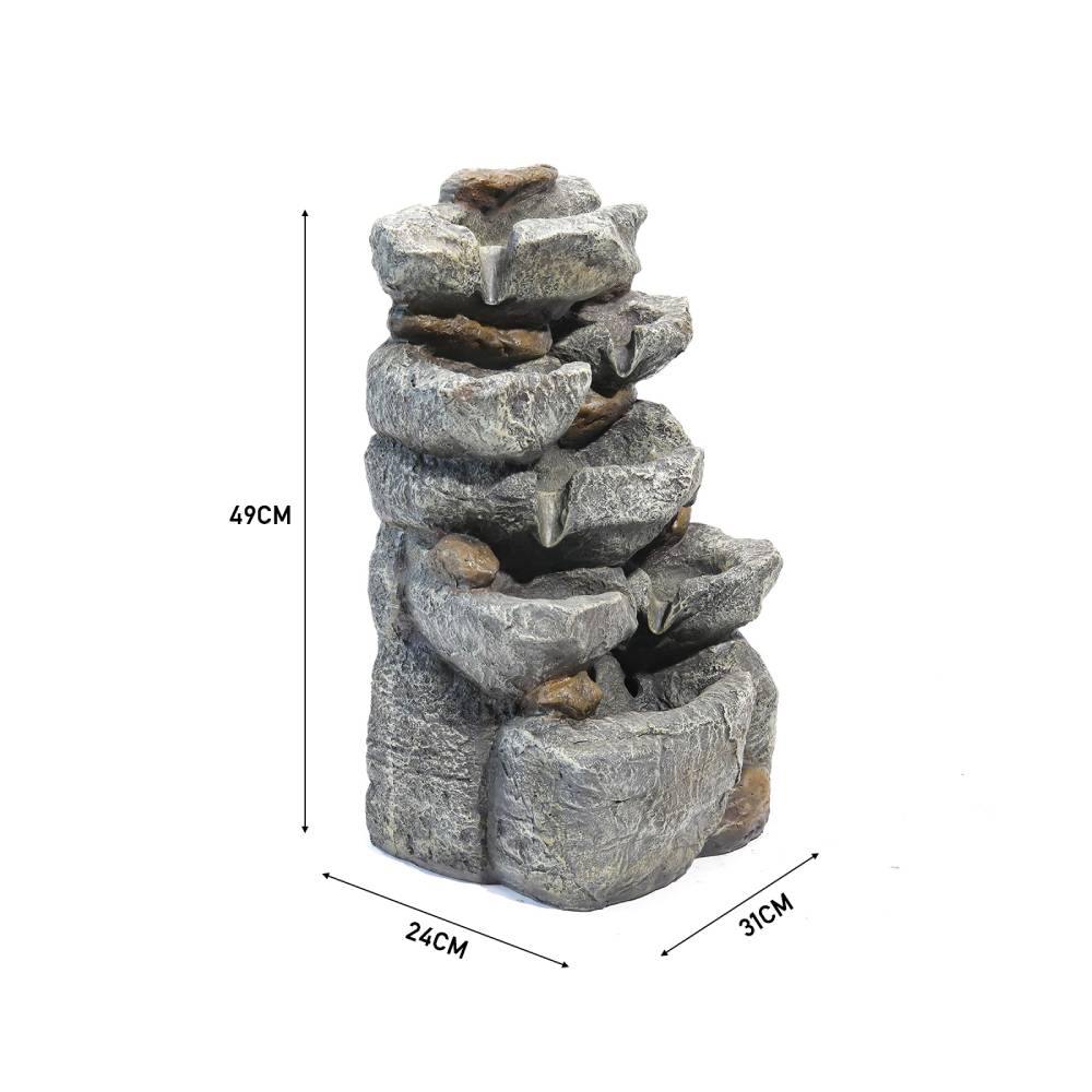 Water Feature Outdoor Led Waterfall Electric Fountain Rockery Garden Decor