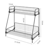 Free Standing 2 Tiers Spice Herb Jar Rack Holder Storage Organizer Counter Shelf Black | Small | Black