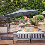 3(m) Garden Banana Parasol Cantilever Umbrella w/ Base Weights & Cover | Grey