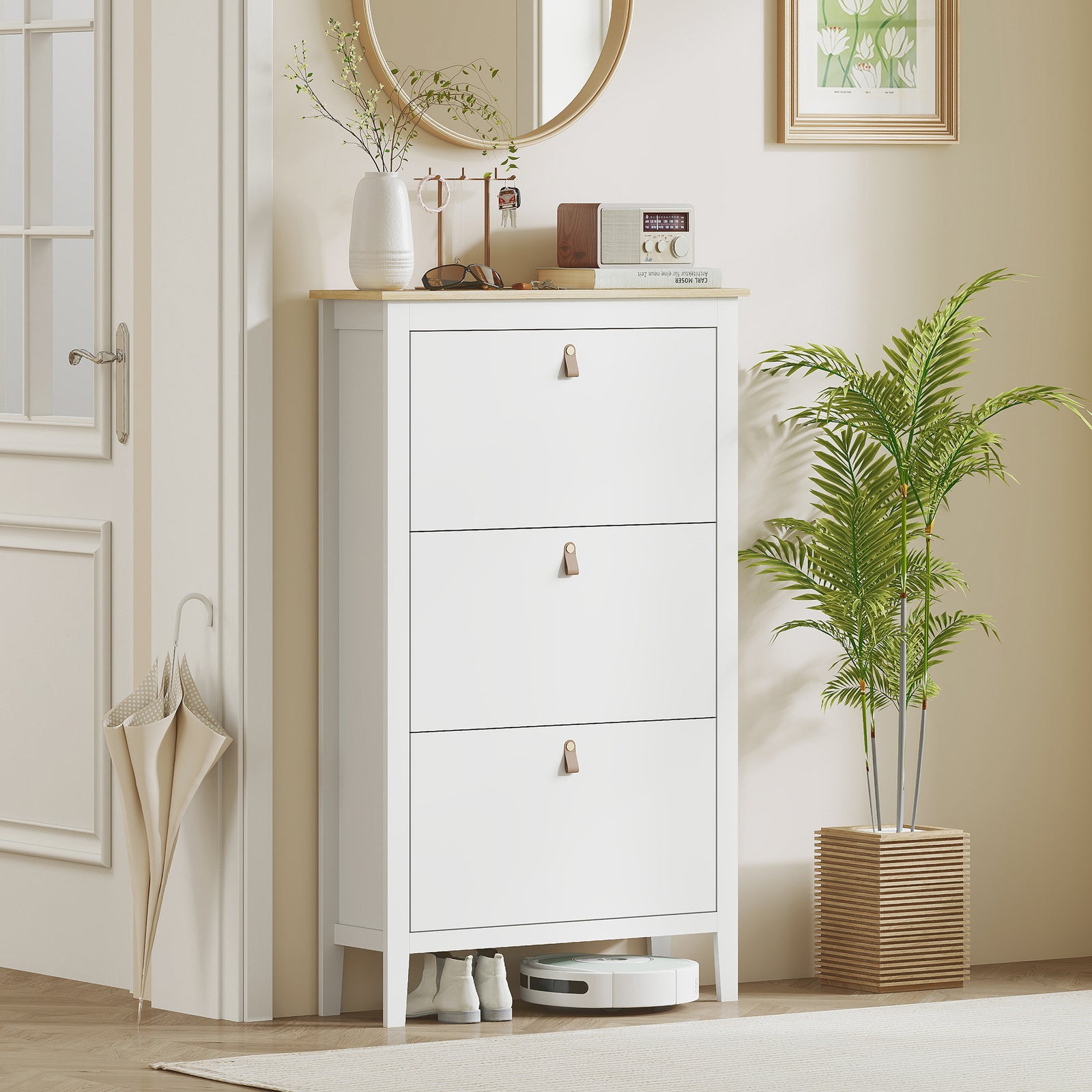 3 Drawer Shoe Cabinet For Hallway | White