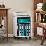 HOMCOM 2-tier Printer Stand With Storage And Wheels, White