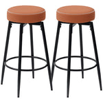 Swivel Bar Stools Set Of 2, Pu Leather Barstools With Footrest | Brown