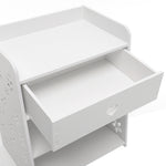Hollow Carved Flower Pattern Side Table Nightstand With Drawer For Bedroom