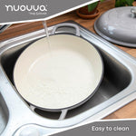 Shallow Cast Iron Casserole Pot With Lid, 5-quart, (32 Cm) | Grey