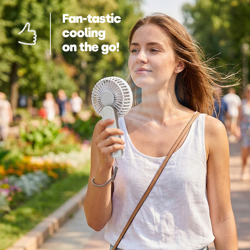 Handheld Mini Fan - 3 Speed Settings Rechargeable Type-c Usb | White