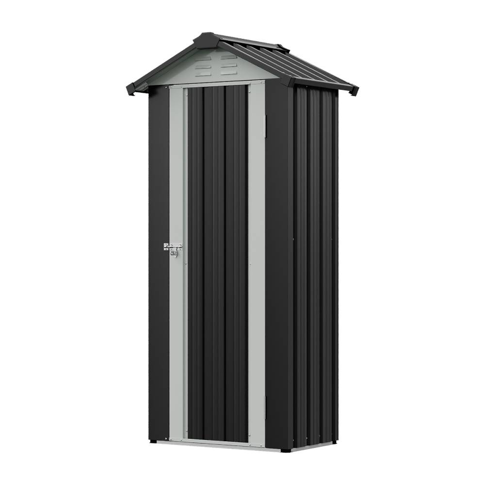 Metal Garden Storage Cabinet 2.7×1.9 Ft Apex Roof Shed With Adjustable 2 Shelves &  Lockable Doors