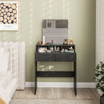Dressing Table With Mirror, Drawers, For Bedroom, Black