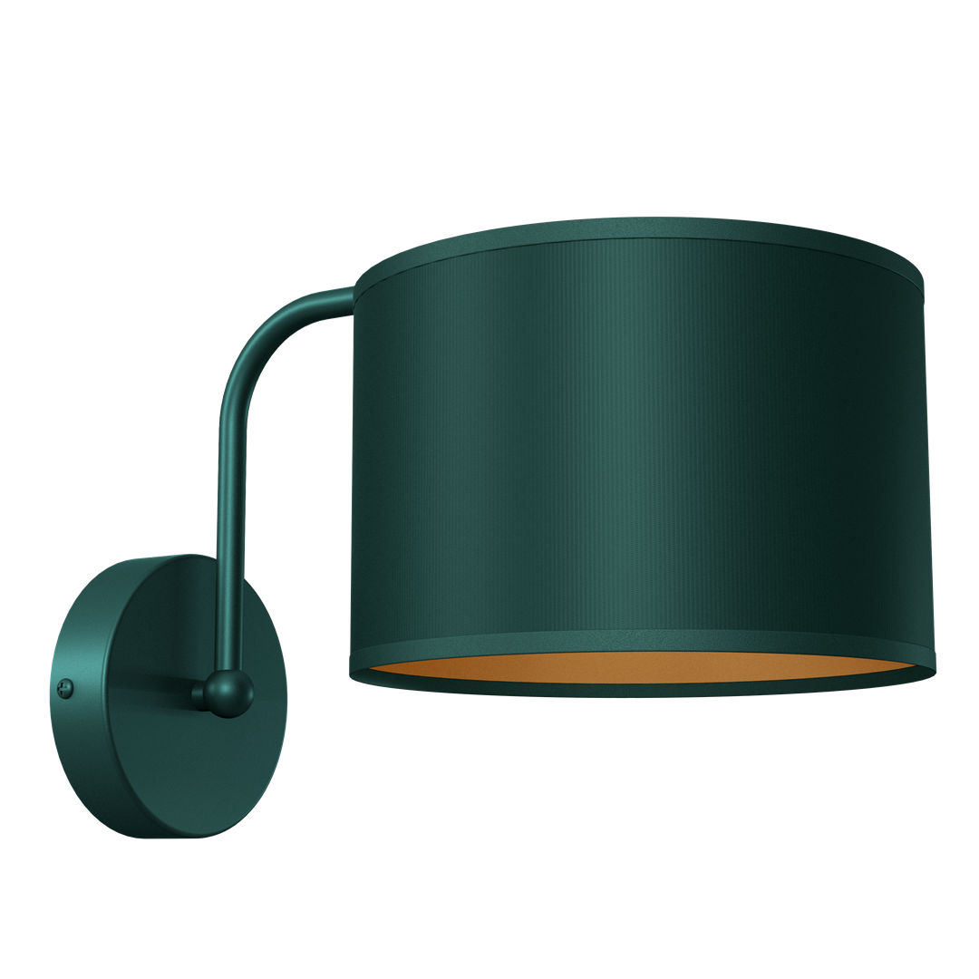 Verde Hand Made Scandi Style Wall Lamp In A Rich Green Finish With Gold Accents Holds 1xe27 Led Bulb