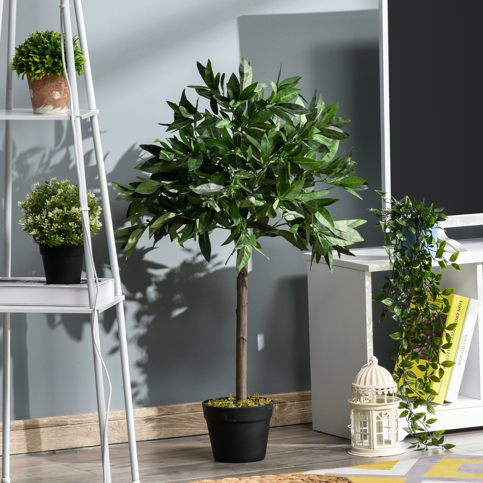 2 Pcs 90/120cm Artificial Bay Laurel Topiary Trees With Pot | Medium | Green