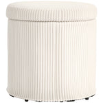 Round Storage Ottoman With Lid, Vanity Stool With Storage | Beige