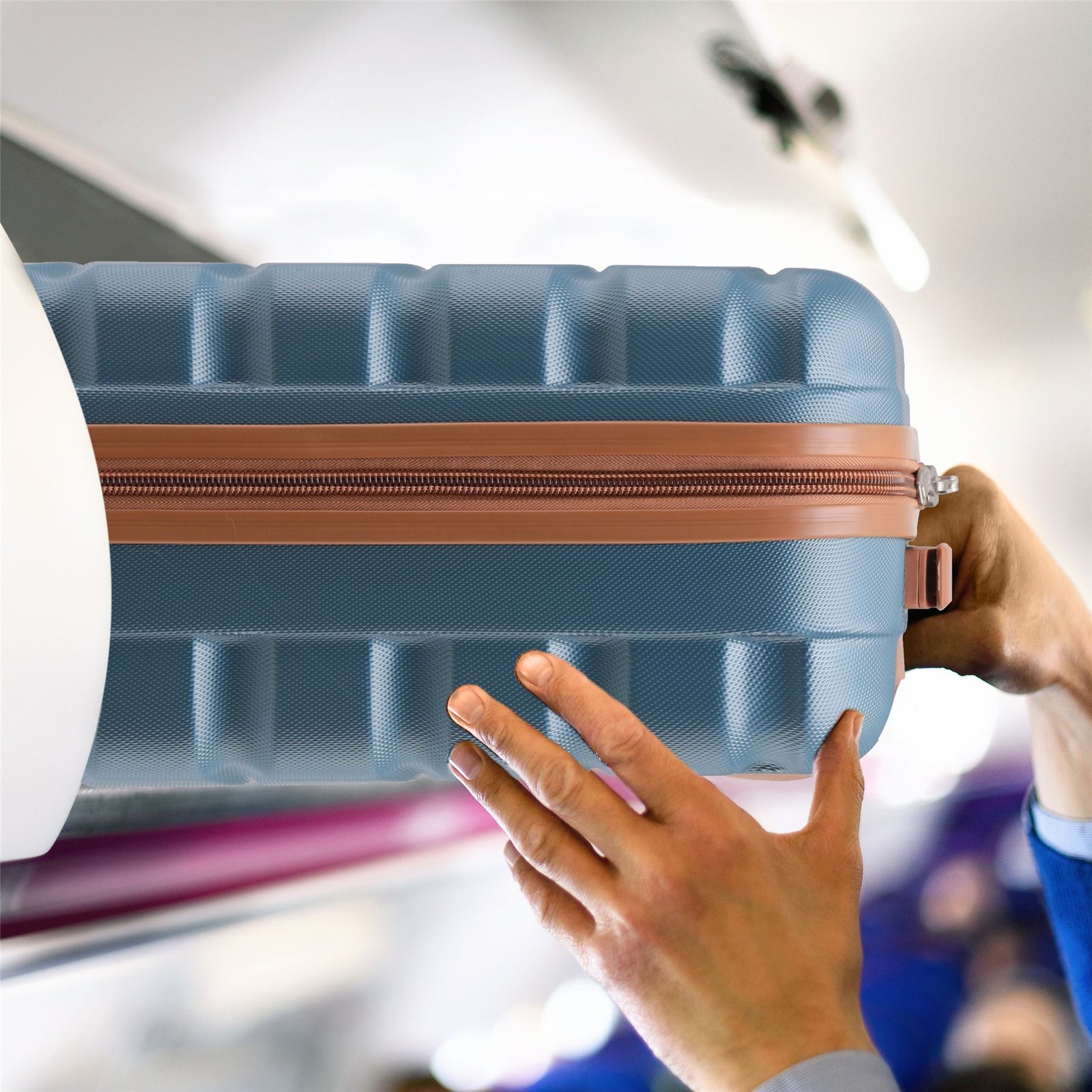 55x35x20cm Cabin Carry On Suitcase Hard Shell Overhead Luggage 100+ Airlines Approved | Cabin | Blue