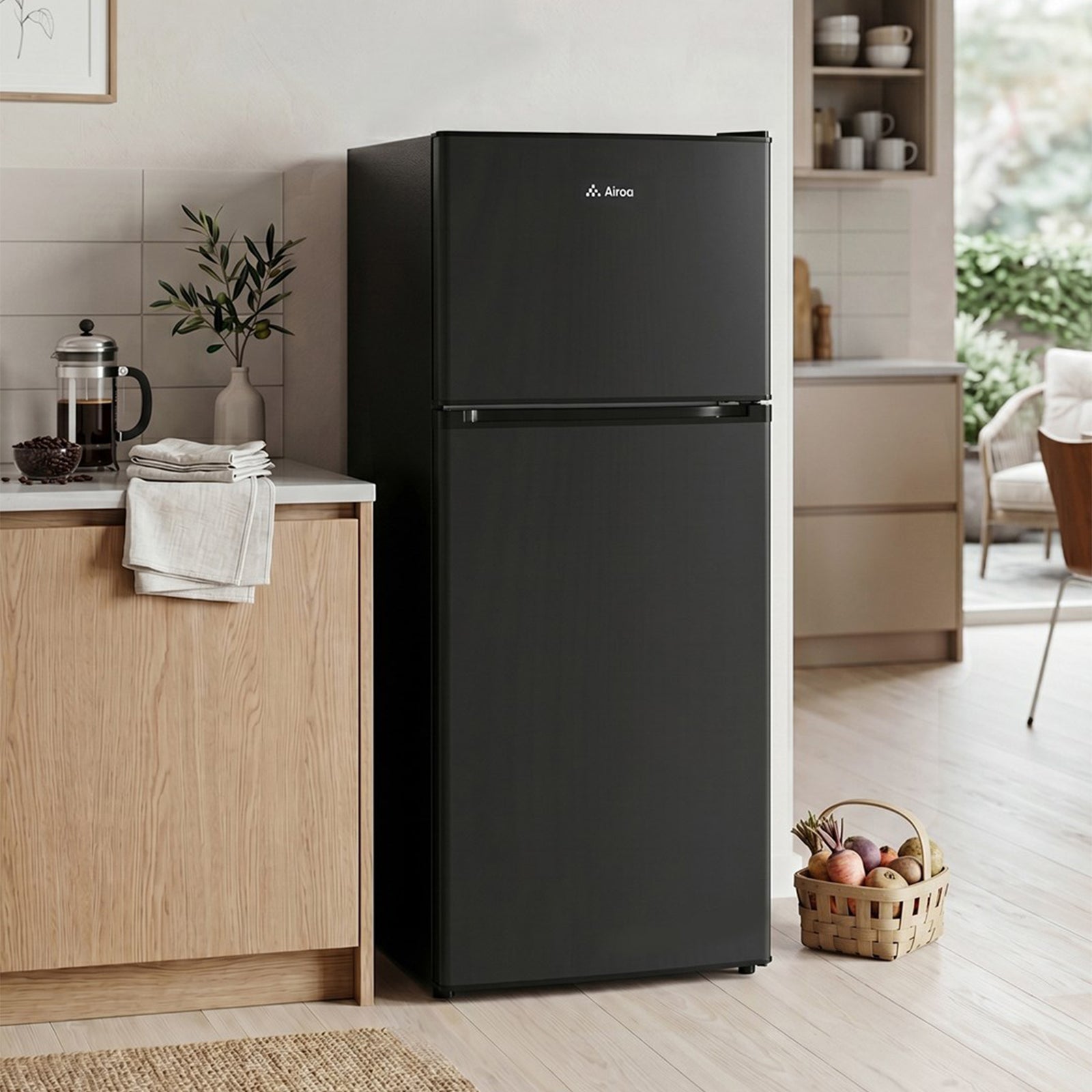 180l Double Door Fridge Freezer With Separate Cooling Zones | Black