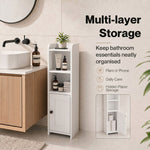 Bathroom Cabinet Slim Corner Storage Adjustable Shelves Pb Mdf | White