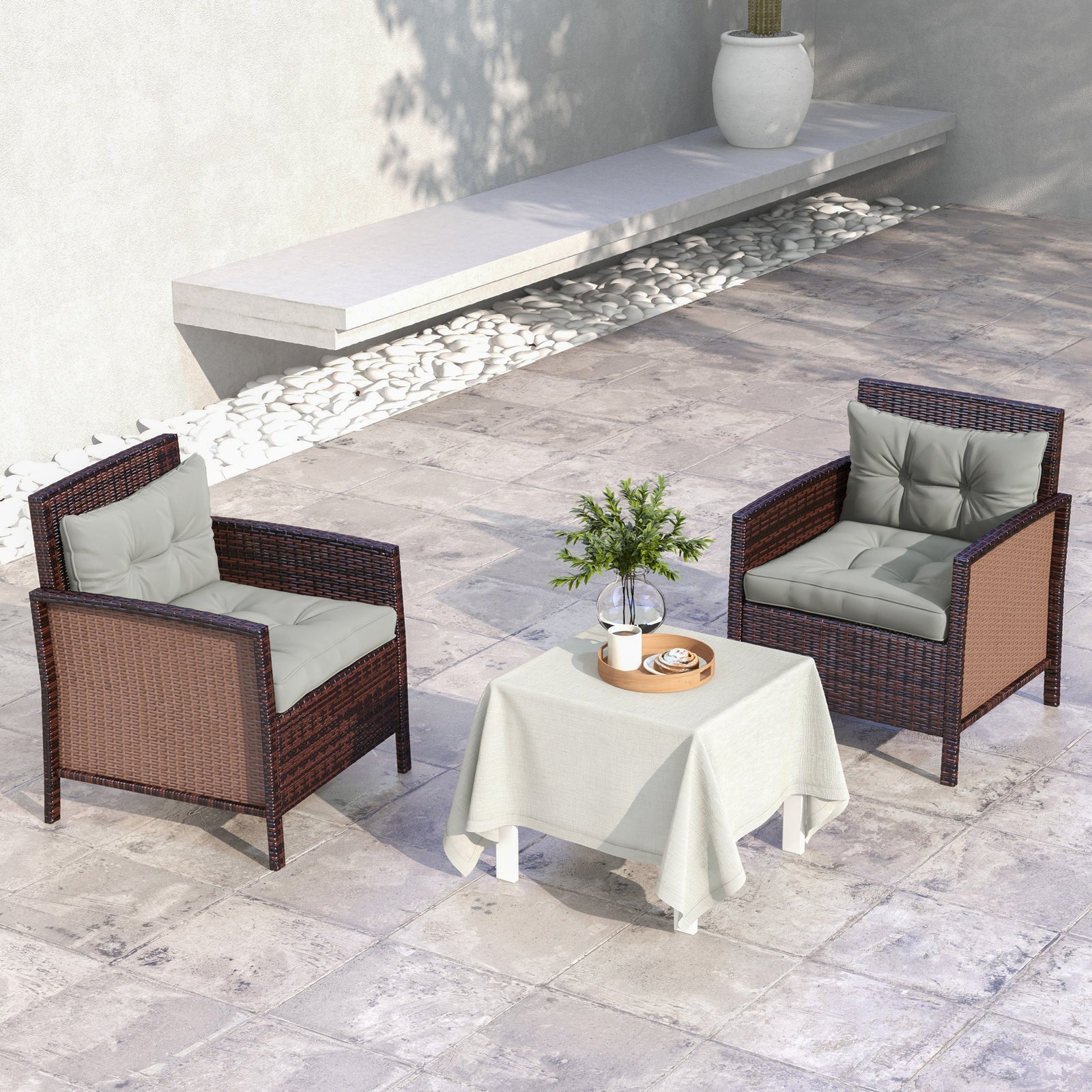 2pc Outdoor Seat Cushion For Patio Furniture | Light Slate Gray