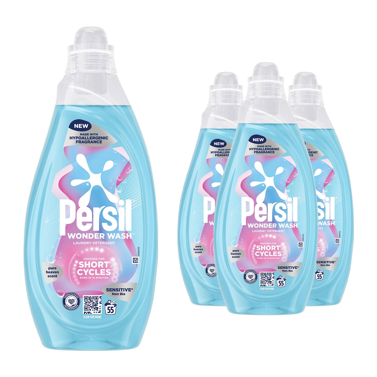 Wonder Wash Non-bio Liquid Laundry Detergent Sensitive 55w 1.485 L, 4 Pk