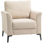 Linen Fabric Modern Sofa, Wood Frame, Beige