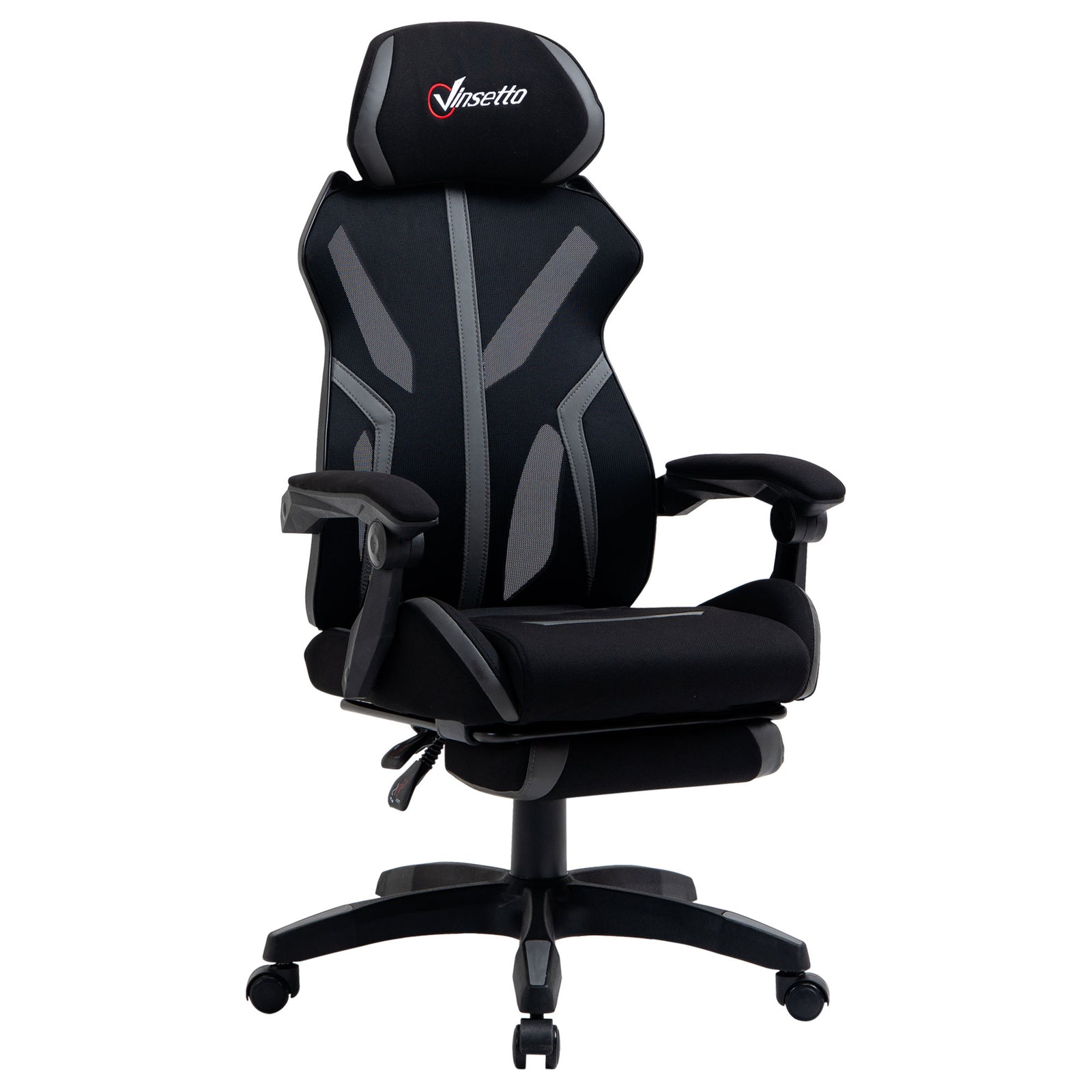 Mesh Office Recliner W/ Footrest Grey