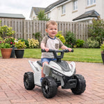 6v Electric Car, Kids Atv With Handlebar Button Control | White