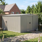 Breeins 12 x 10ft Outdoor Steel Garden Storage Shed with Foundation, Double Sliding Doors, 4 Vents, Large Storage House