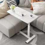 Overbed Table With Wheels, Small Standing Desk, 80 X 40 Cm Tabletop, 67-91cm Adjustable Height | White