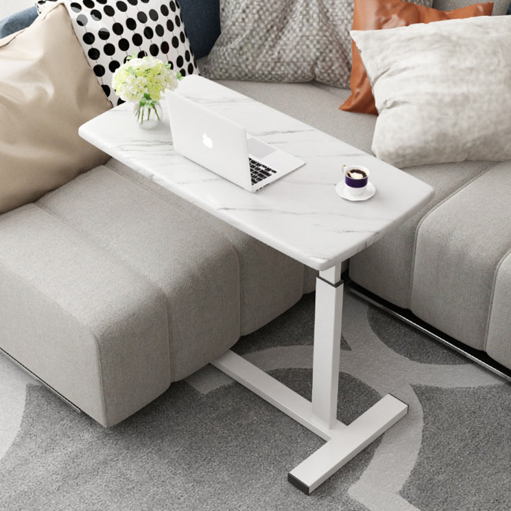 Overbed Table With Wheels, Small Standing Desk, 80 X 40 Cm Tabletop, 67-91cm Adjustable Height | White