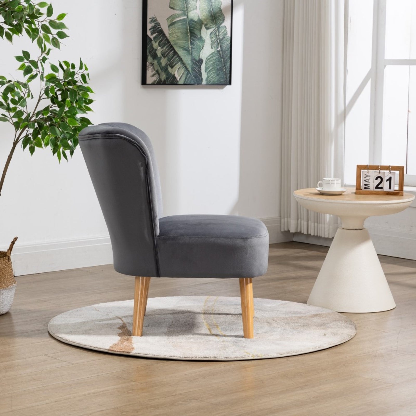 Arezza Velvet Accent Chair | Grey