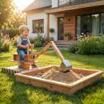 AIYAPLAY Wooden Sandbox With Digger 360° Swivel Seat