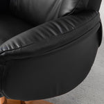 Recliner Armchair With Wood Base, Upholstered Reclining Chair | Black