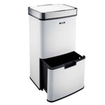 75l Sensor Recycling Bin With Food Caddy & 25 Bin Biodegradable Bags | 75L | White & Silver
