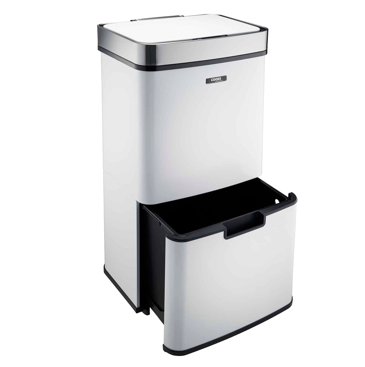 75l Sensor Recycling Bin With Food Caddy | 75L | White & Silver