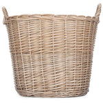 Chestnut Finish Wicker Round Lined Log Basket | Small | Natural