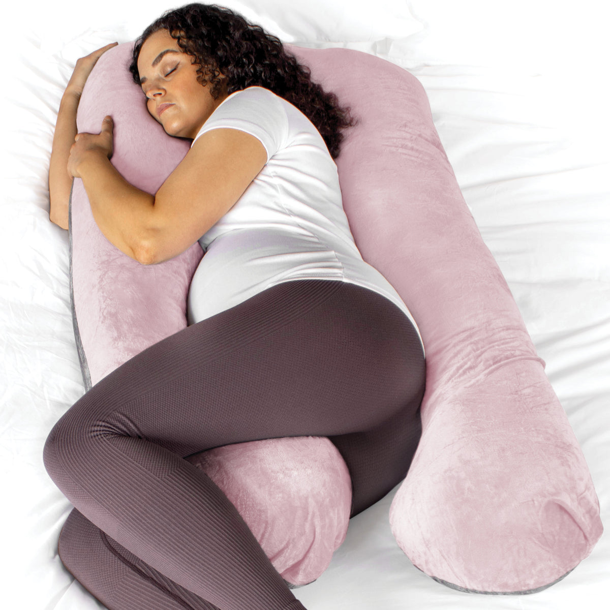 U Shaped Pregnancy Pillow, 135x75x20cm Shredded Memory Foam Full Body Maternity Cushion For Sleeping | U Shape | Pink