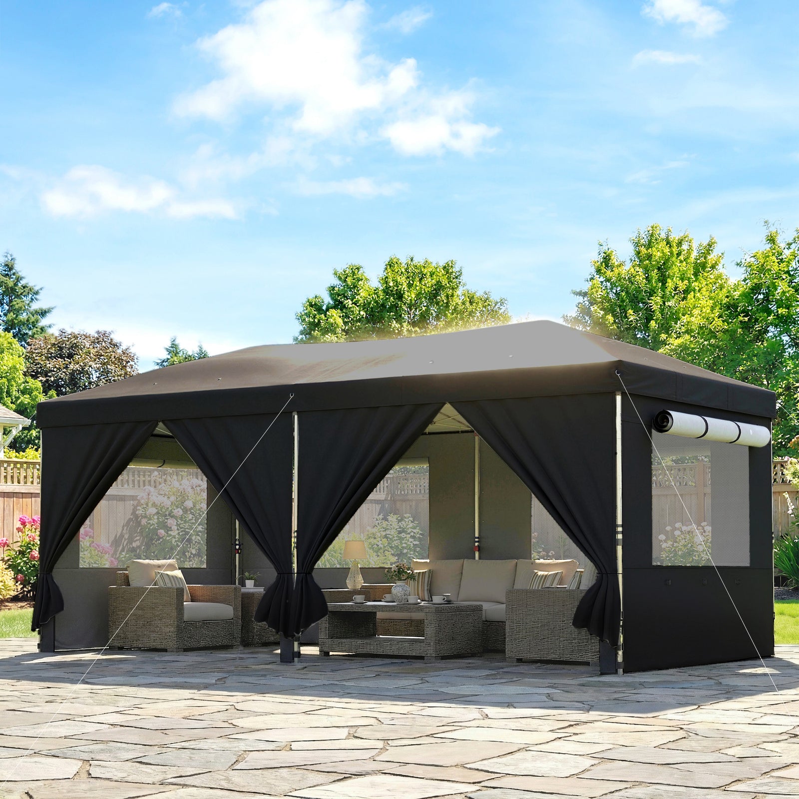 3 X 6 M Pop Up Gazebo, Upf50+ Wedding Party Tent Marquee | Black