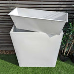 Long Zinc Galvanised Tall Trough Planter | 100cm x 35cm x 80cm | White