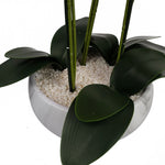 Artificial 60cm Orchid White Marble Effect Ceramic Planter