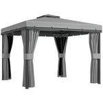 3 X 3(m) Garden Gazebo Shelter Party Tent With 2 Tier Roof | Light Slate Grey